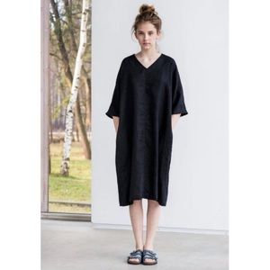 Not Perfect Linen Valencia Midi Tunic Dress